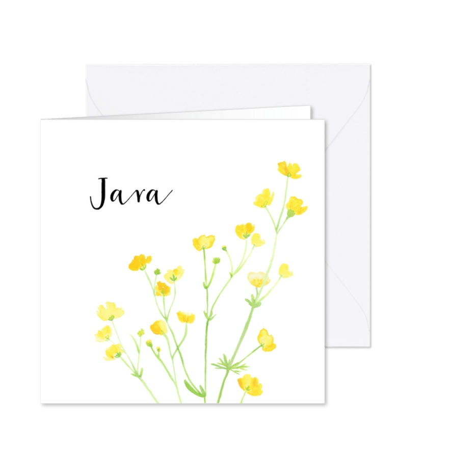 Geboortekaartje boterbloempjes - Kaartimpressie