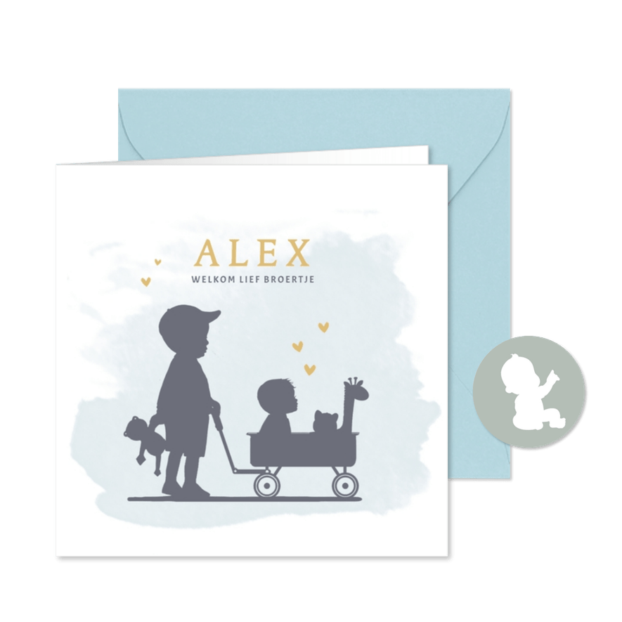 Geboortekaartje broertje met kar - Kaartimpressie