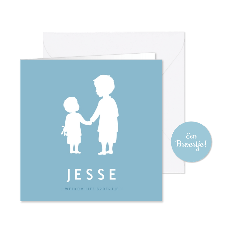 Geboortekaartje broertjes silhouet hand in hand - Kaartimpressie