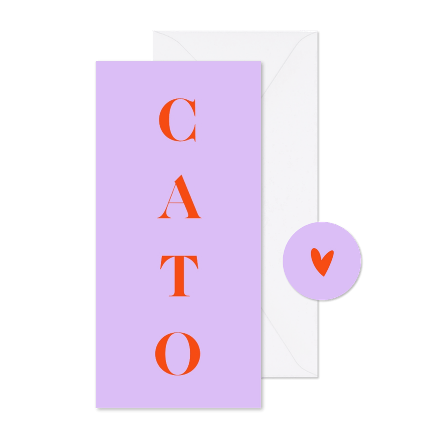 Geboortekaartje colorblocking naam oranje roze - Kaartimpressie