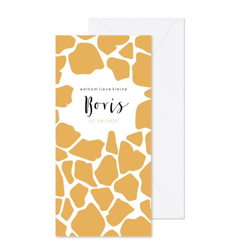 Geboortekaartje dierenprint giraf - Kaartimpressie