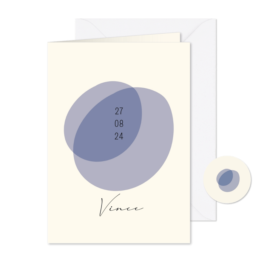 Geboortekaartje eenvoudig blauwe verf vlek - Kaartimpressie