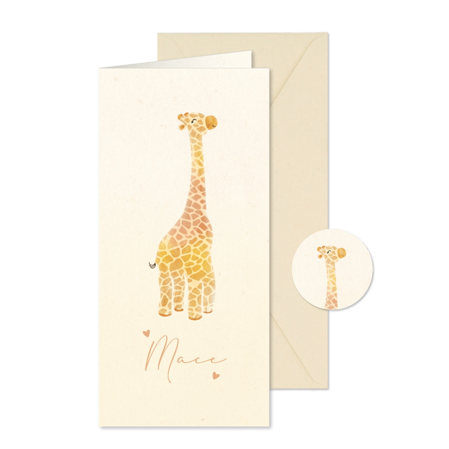 Geboortekaartje giraffe voor een jongen of een meisje - Kaartimpressie