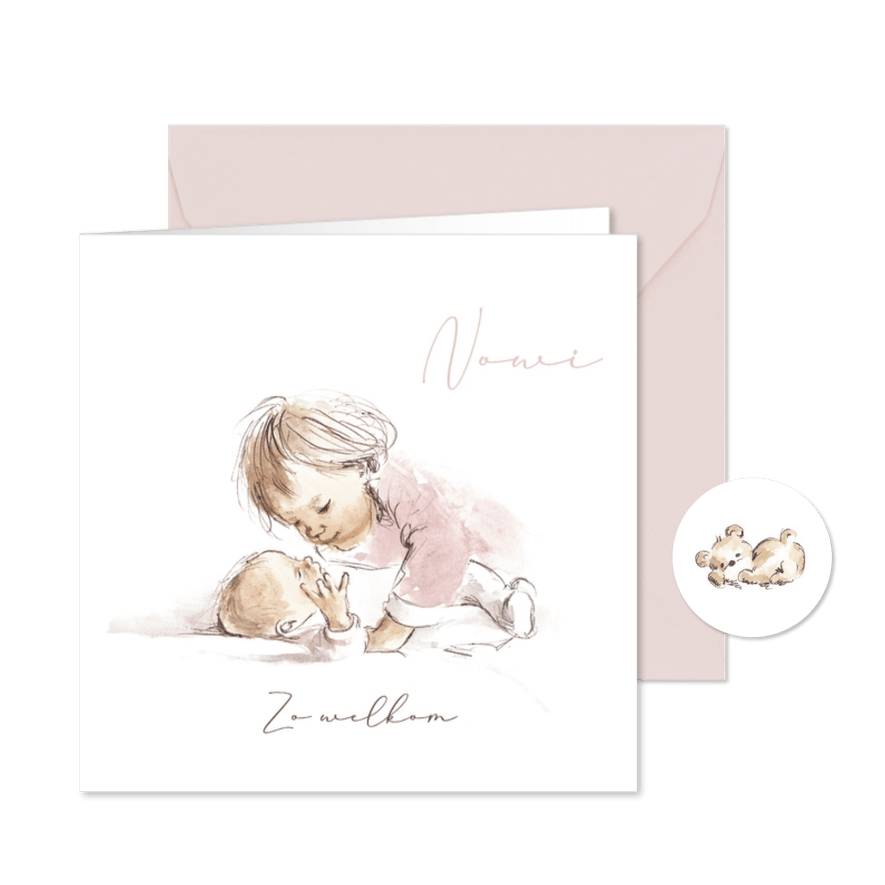 Geboortekaartje grote zus met baby - Kaartimpressie