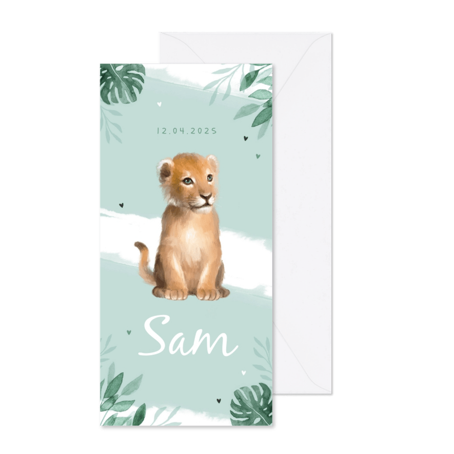 Geboortekaartje jongen leeuw waterverf - Kaartimpressie