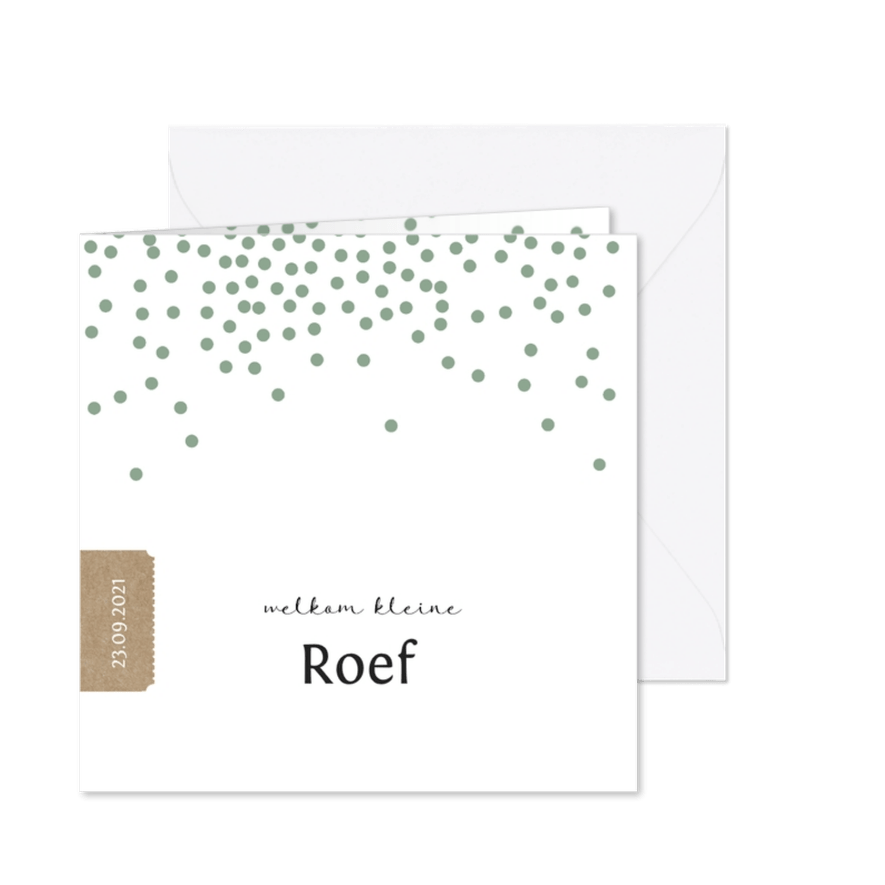Geboortekaartje jongen met groene confetti - Kaartimpressie