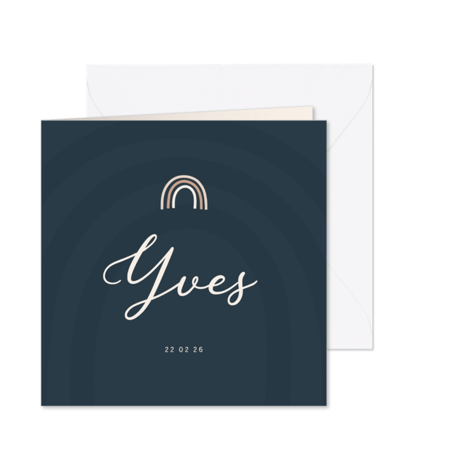 Geboortekaartje jongen regenboogje kleur aanpasbaar - Kaartimpressie