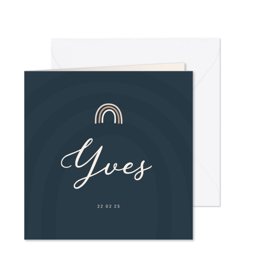 Geboortekaartje jongen regenboogje kleur aanpasbaar - Kaartimpressie