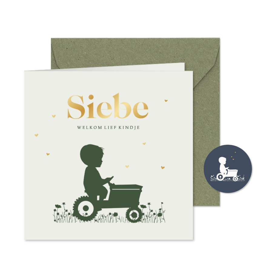 Geboortekaartje jongen tractor blauw - Kaartimpressie