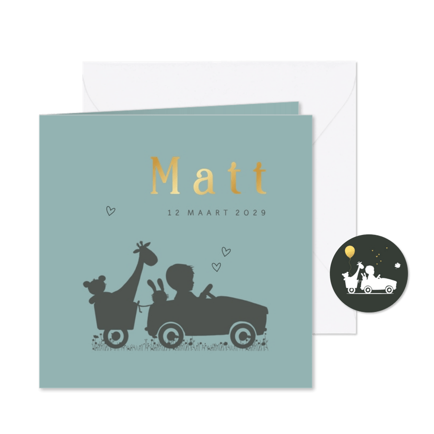 Geboortekaartje jongen trapauto - Kaartimpressie