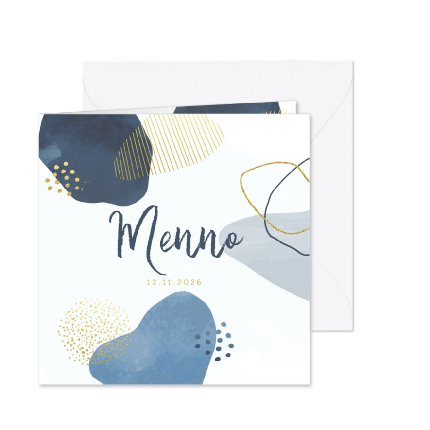 Geboortekaartje jongen vlakken en stippen goudlook - Kaartimpressie