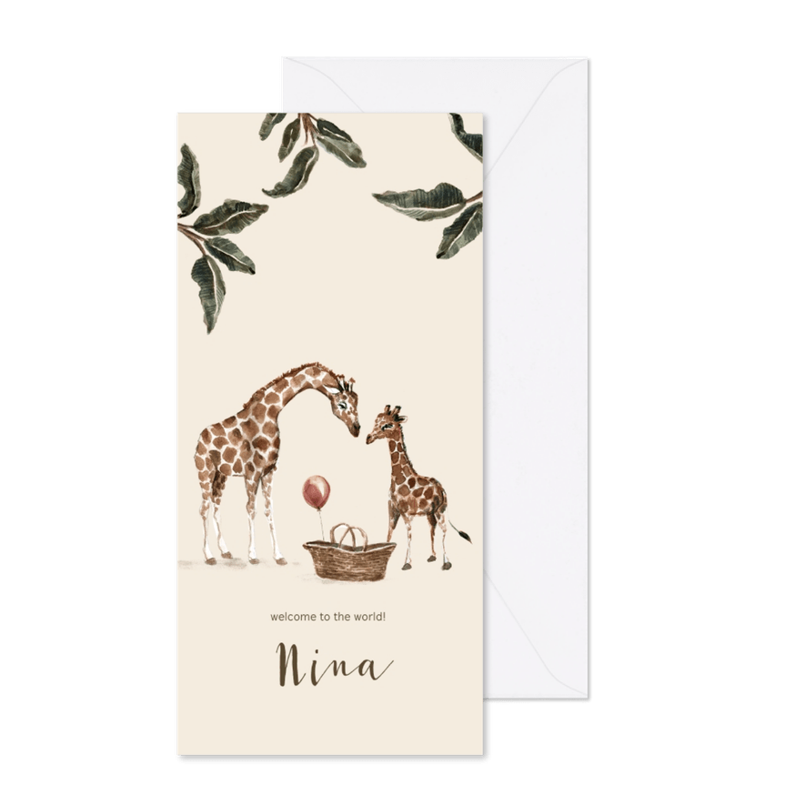 Geboortekaartje jungle grote en kleine giraf - Kaartimpressie