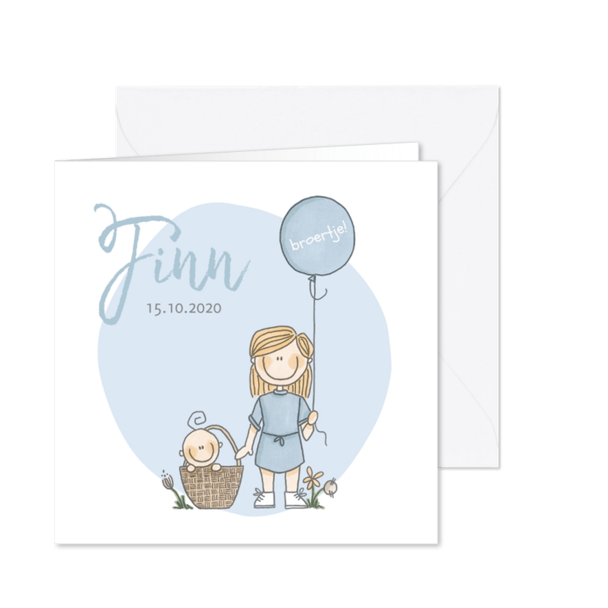 Geboortekaartje lief en origineel broertje! - Kaartimpressie