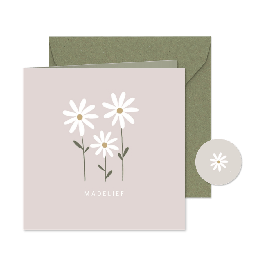 Geboortekaartje madeliefjes gezin - Kaartimpressie