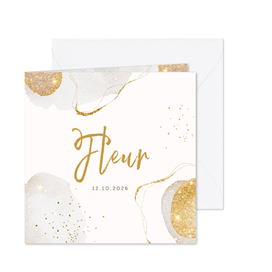 Geboortekaartje meisje glitter en glamour - Kaartimpressie