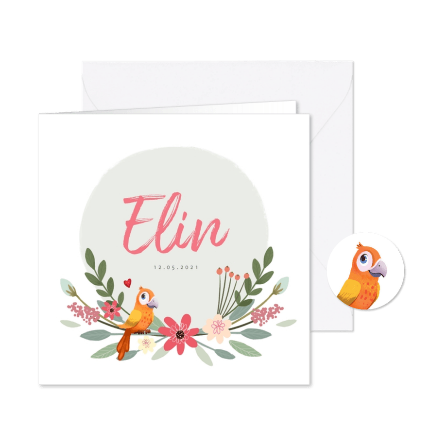 Geboortekaartje meisje uniek en schattig met illustratie - Kaartimpressie