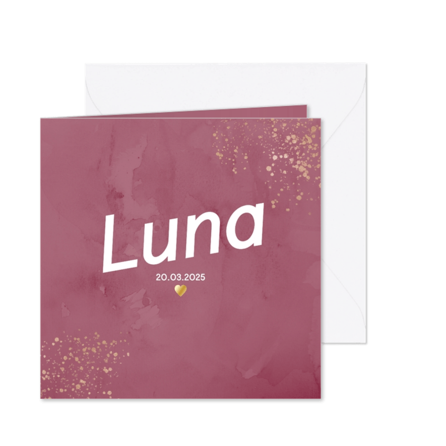 Geboortekaartje met gouden details - Kaartimpressie