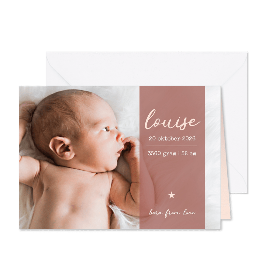 Geboortekaartje met grote foto en doorzichtig vlak - Kaartimpressie