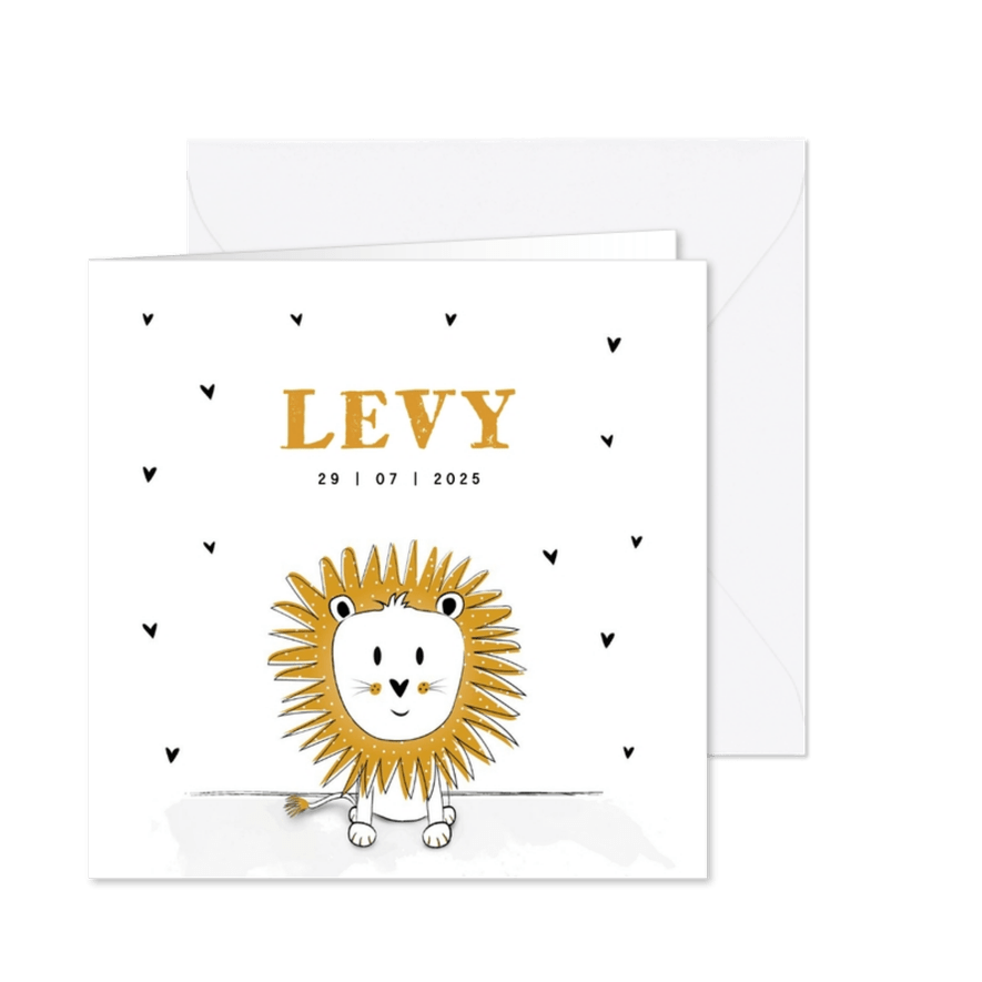 Geboortekaartje met illustratie van een leeuwtje - Kaartimpressie