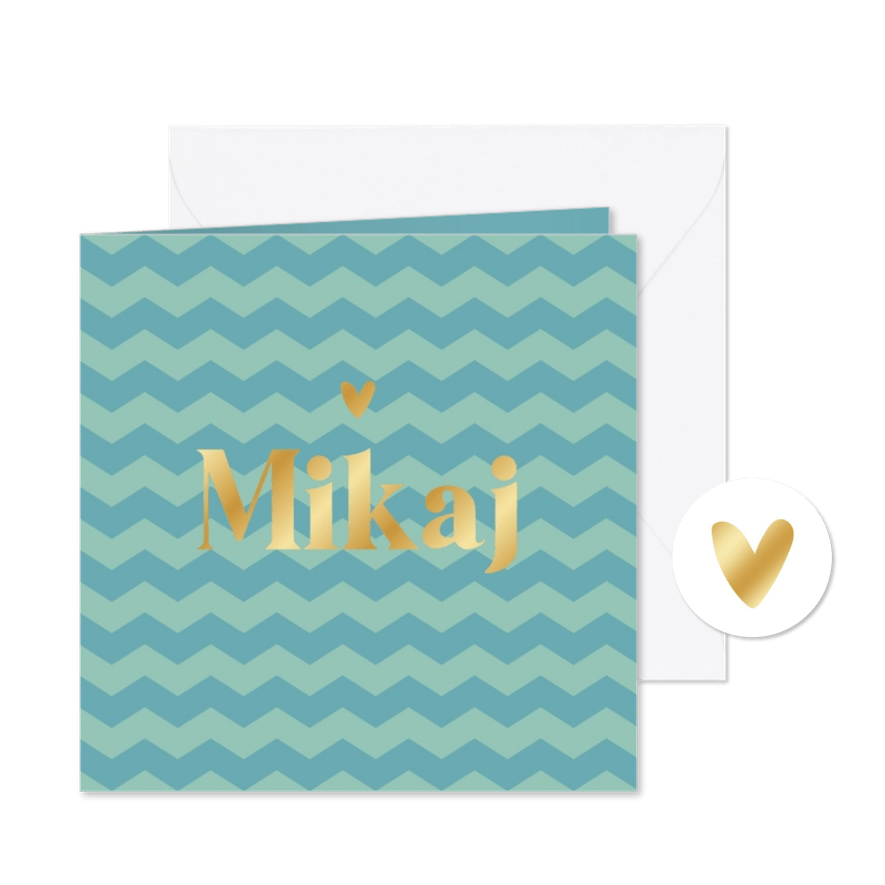 Geboortekaartje modern bijzonder zigzag kleur goud - Kaartimpressie