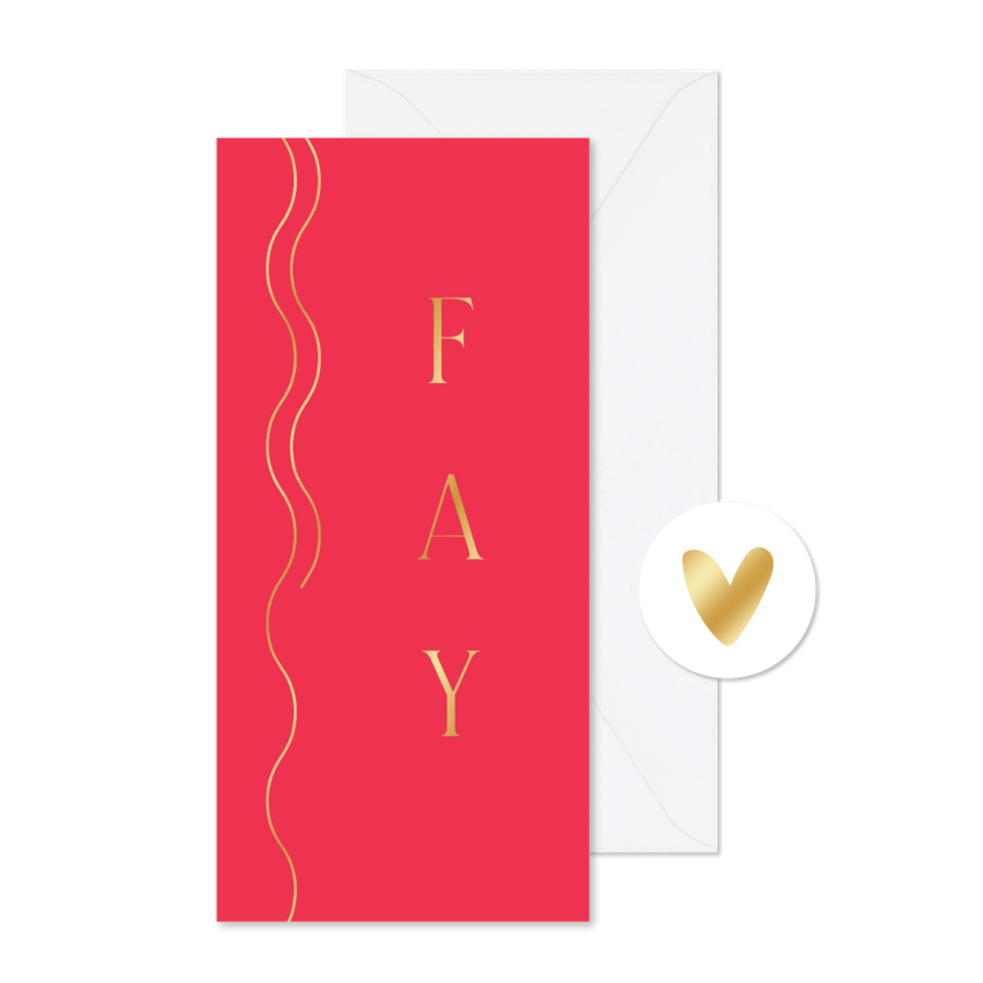 Geboortekaartje modern minimalistisch goud wave - Kaartimpressie