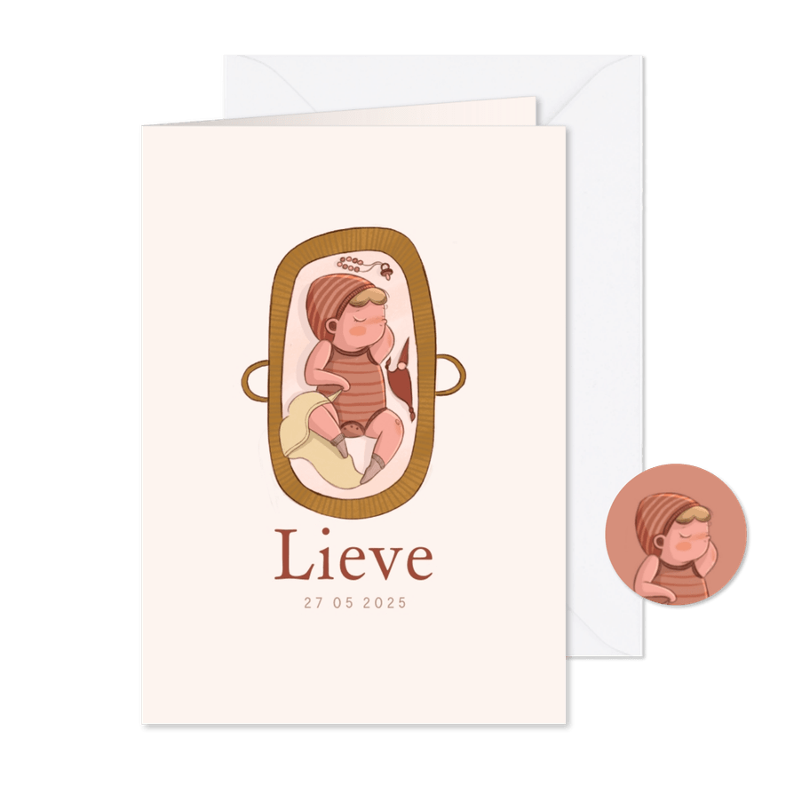 Geboortekaartje reiswiegje roze - Kaartimpressie