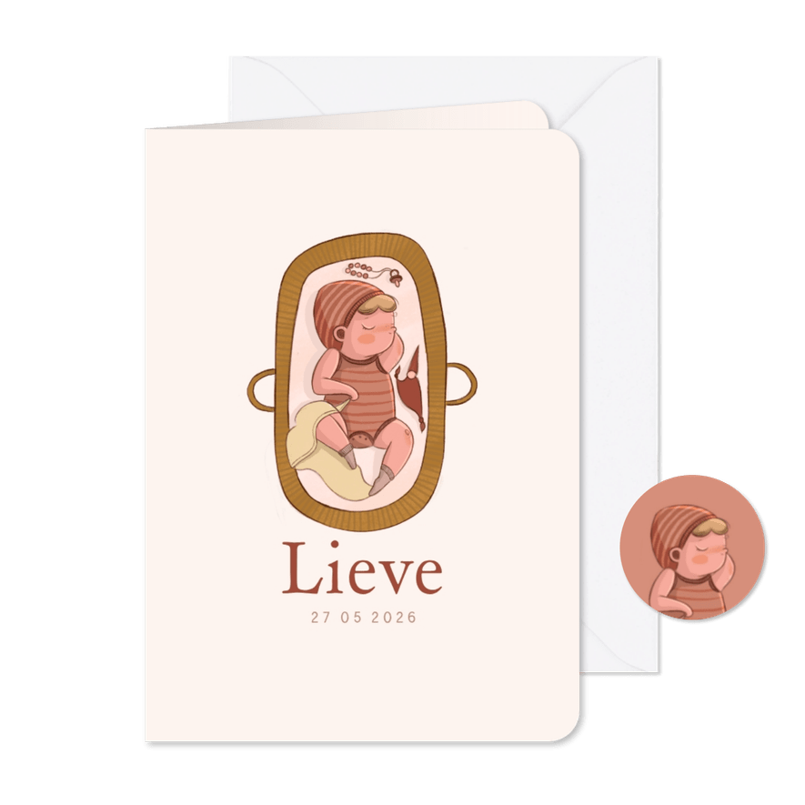 Geboortekaartje reiswiegje roze - Kaartimpressie