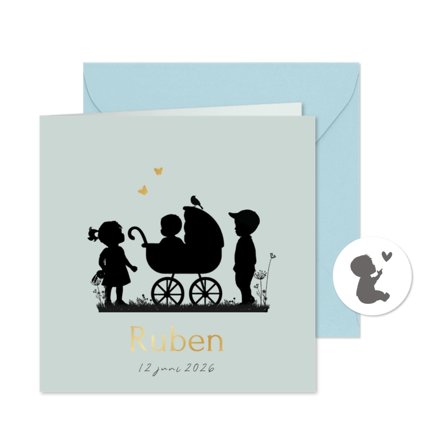 Geboortekaartje silhouet broer - Kaartimpressie