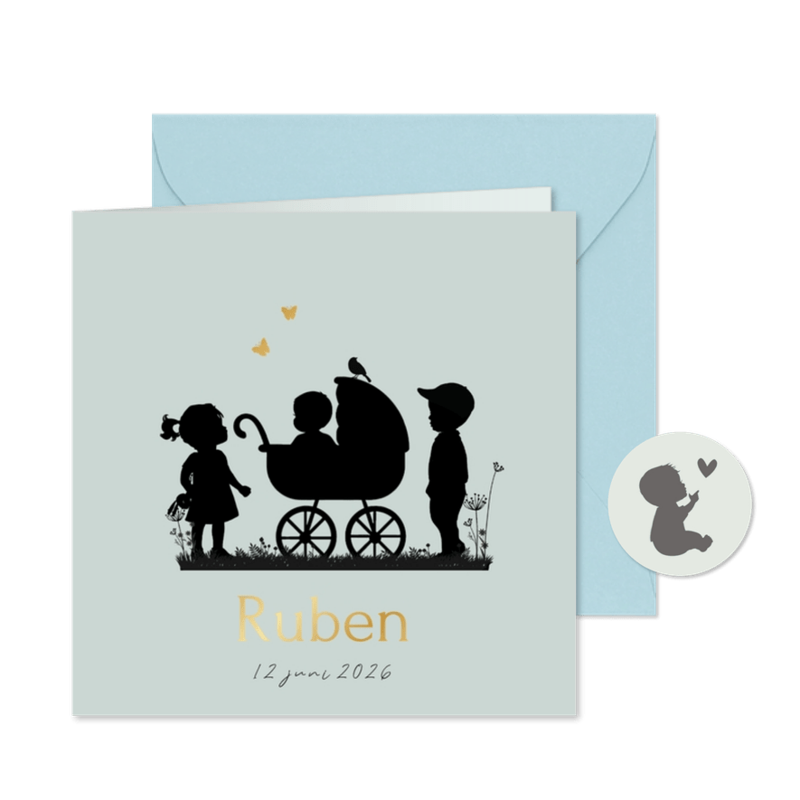 Geboortekaartje silhouet broer - Kaartimpressie