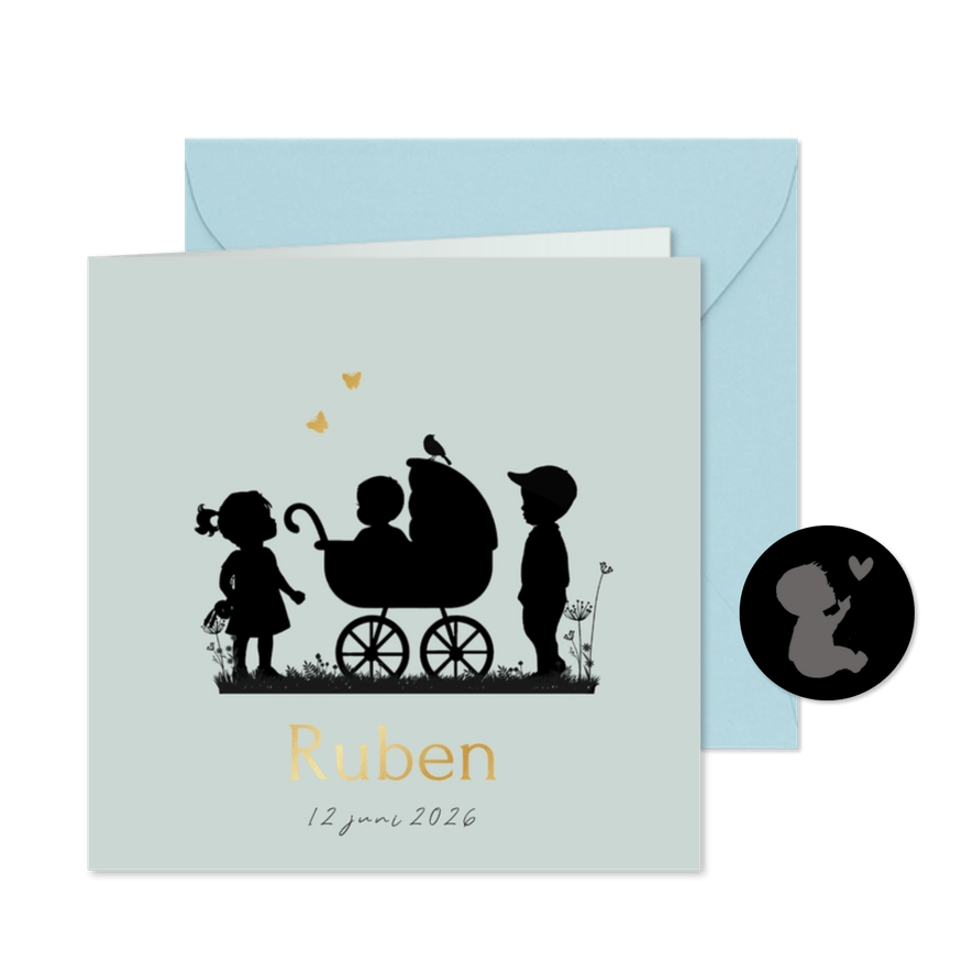 Geboortekaartje silhouet broer - Kaartimpressie