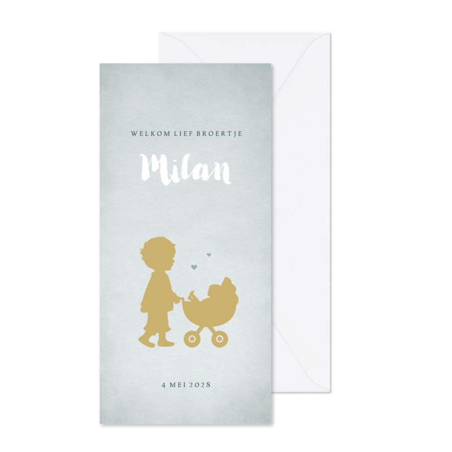 Geboortekaartje silhouet grote broer met kinderwagen - Kaartimpressie