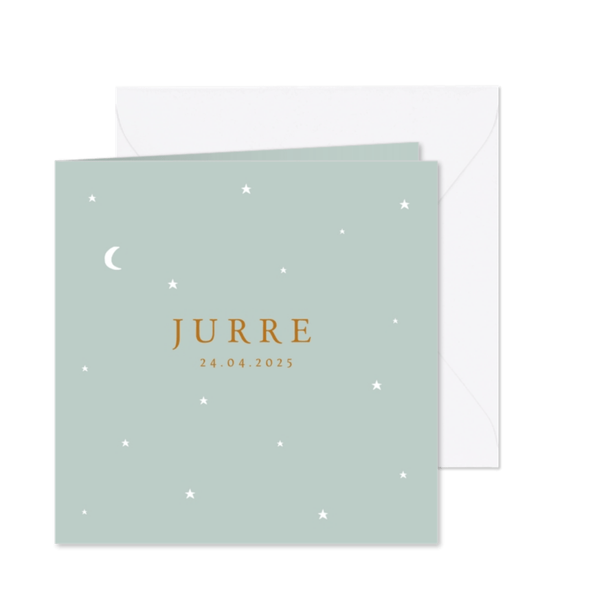 Geboortekaartje sterren maan stijlvol jongen - Kaartimpressie