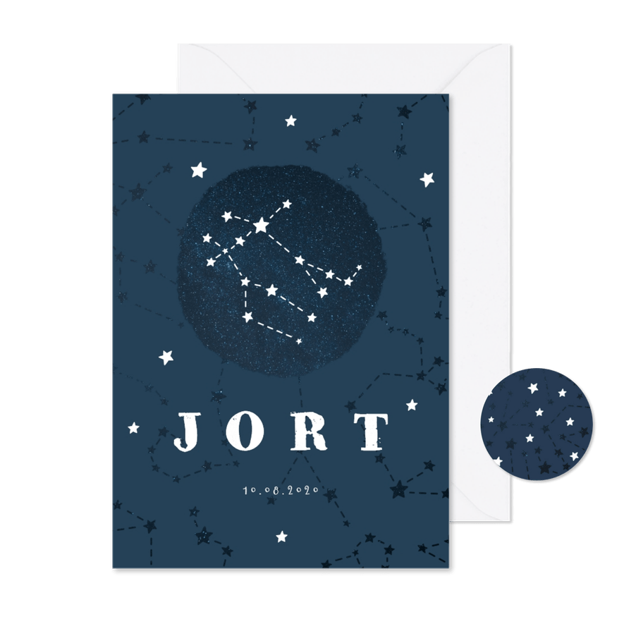 Geboortekaartje sterrenbeeld tweelingen universum - Kaartimpressie