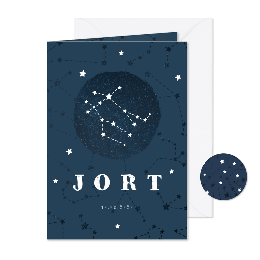 Geboortekaartje sterrenbeeld tweelingen universum - Kaartimpressie