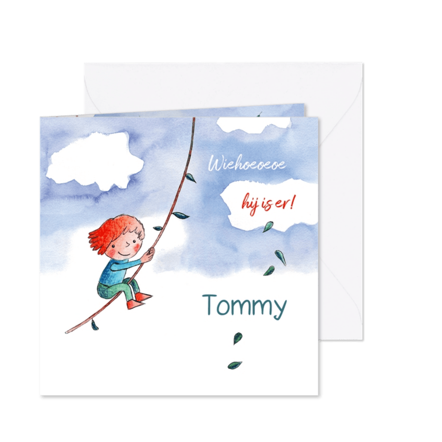 Geboortekaartje Tarzan kindje en beer - Kaartimpressie