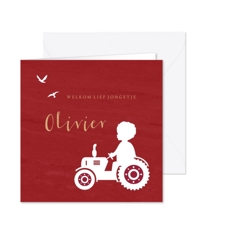 Geboortekaartje tractor silhouet - Kaartimpressie