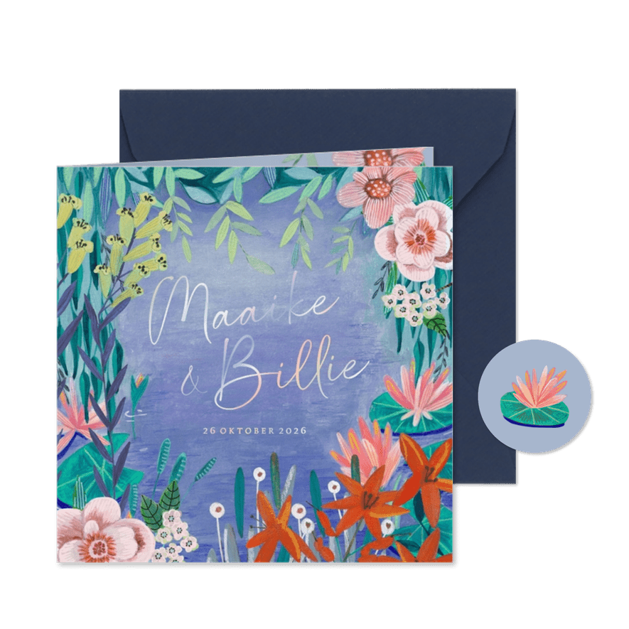 Geboortekaartje tweeling bloemen - Kaartimpressie