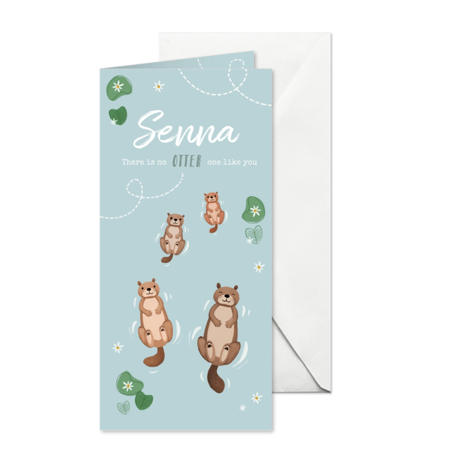 Geboortekaartje unisex dieren otters illustratie - Kaartimpressie