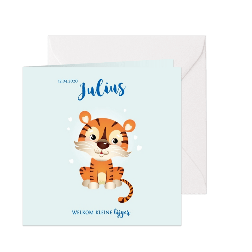 Geboortekaartje voor een jongen met babytijger - Kaartimpressie