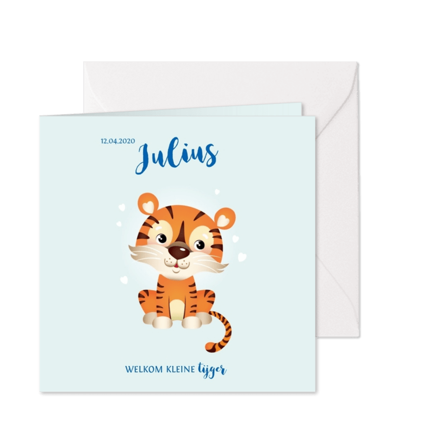 Geboortekaartje voor een jongen met babytijger - Kaartimpressie