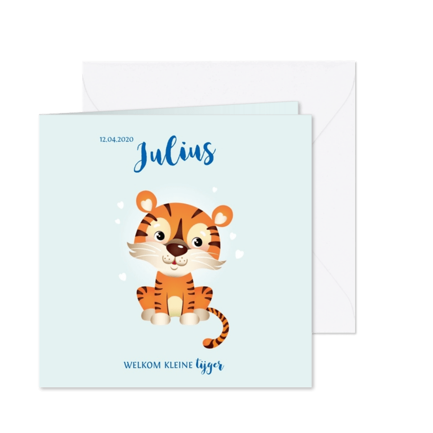 Geboortekaartje voor een jongen met babytijger - Kaartimpressie