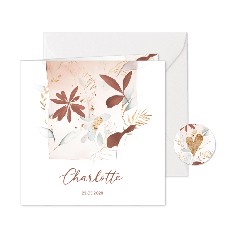 Geboortekaartje watercolor bloemen weelde voor meisje - Kaartimpressie