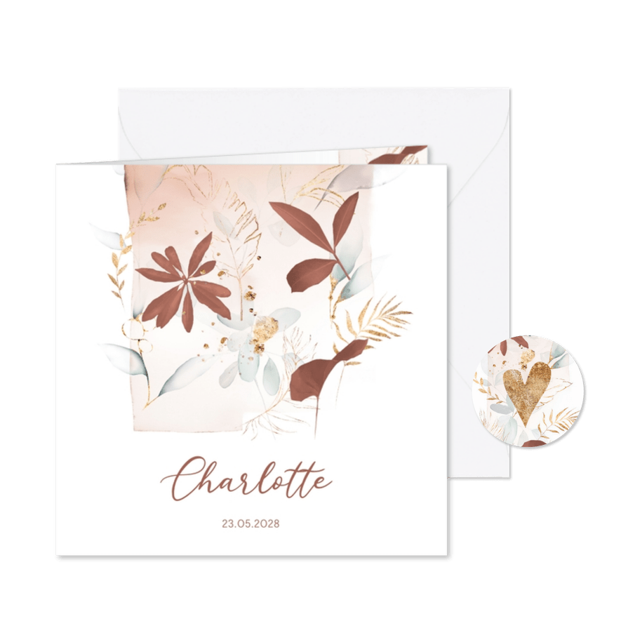 Geboortekaartje watercolor bloemen weelde voor meisje - Kaartimpressie