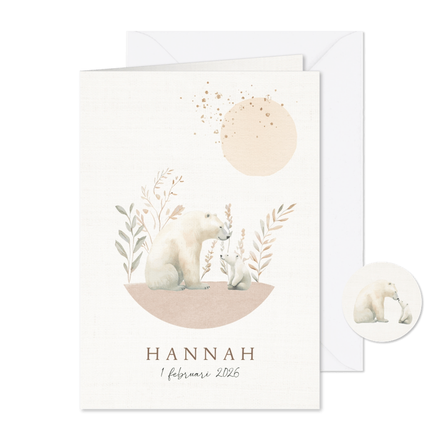 Geboortekaartje winterbaby ijsberen - Kaartimpressie