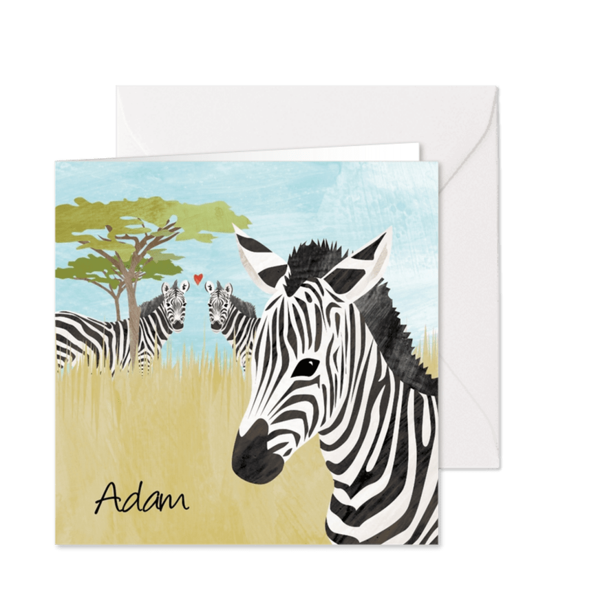 Geboortekaartje zebra Afrika - Kaartimpressie