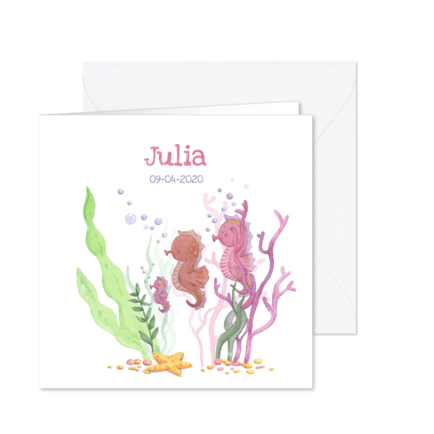 Geboortekaartje zeepaardjes - Kaartimpressie