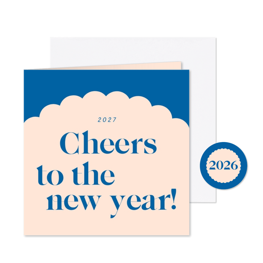 Gekleurde nieuwjaarskaart cheers to the new year - Kaartimpressie