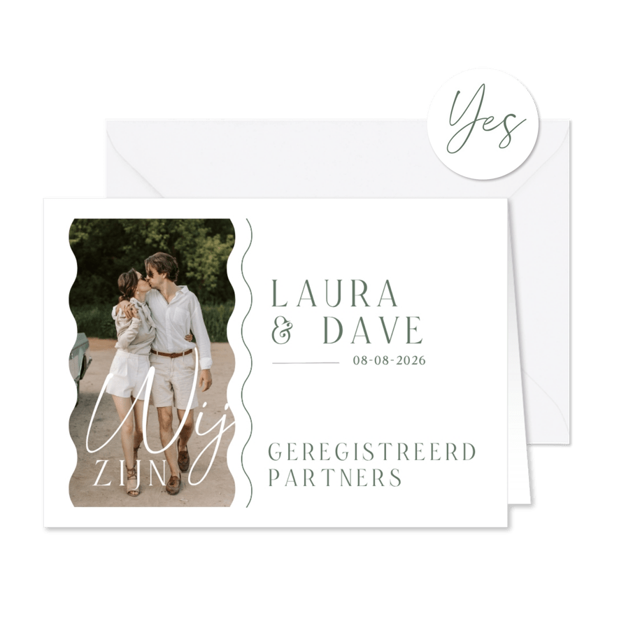 Geregistreerd partnerschap minimalistisch golven foto - Kaartimpressie