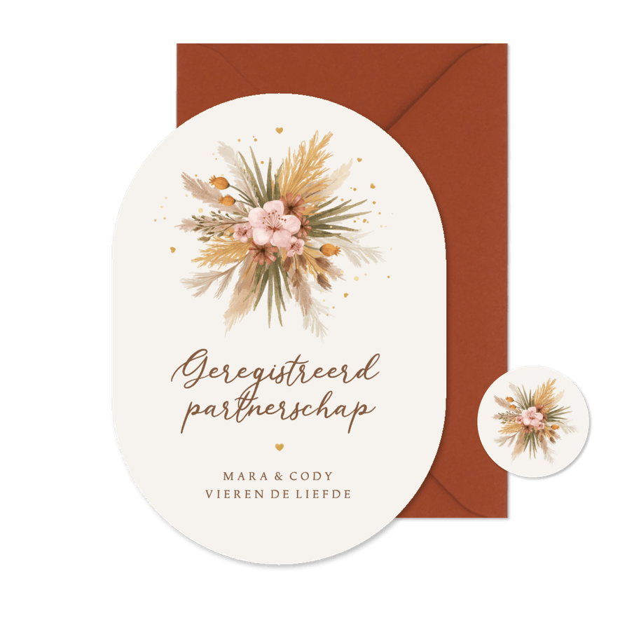 Geregistreerd partnerschap uitnodiging bohemian feestje - Kaartimpressie