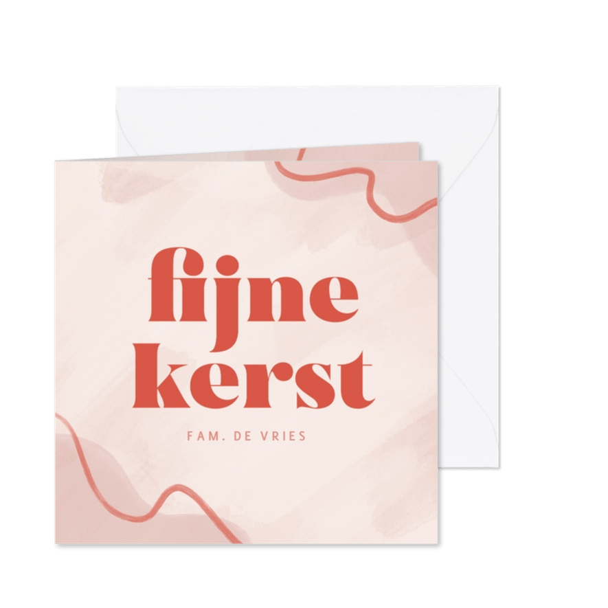 Geschilderde kerstkaart met grote rode tekst - Kaartimpressie
